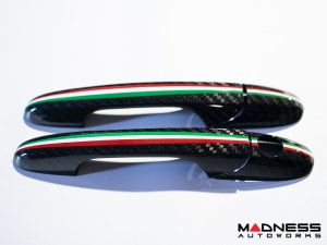 FIAT 500 Exterior Door Handle Kit - Carbon Fiber - Italian Racing Stripe Design